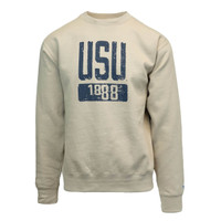 USU 1888 Khaki Crew Sweatshirt Fleece-Lined